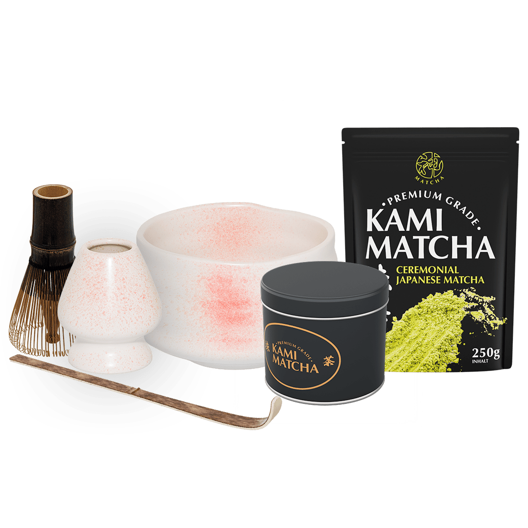 Kami Matcha Set 250g - Weiss gepunktet Dunkel